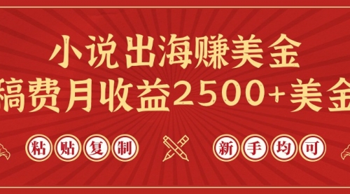 小说出海赚美金，稿费月收益2500+美金，仅需chatgpt粘贴复制