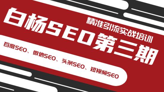 白杨SEO第三期精准引流实战培训（百度SEO、微信SEO、头条SEO、短视频SEO）