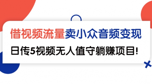 借视频流量，卖小众音频变现，日传5视频无人值守躺赚项目