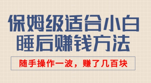 保姆级适合小白的睡后赚钱方法：随手操作一波，赚了几百块