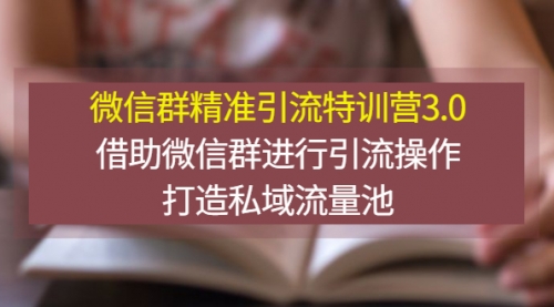 微信群精准引流特训营3.0，借助微信群进行引流操作，打造私域流量池