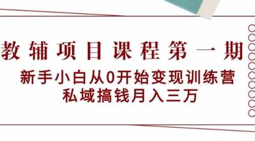 教辅项目课程第一期：新手小白从0开始变现训练营 私域搞钱月入三万