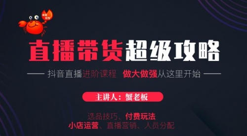 抖音直播带货超级攻略：抖音直播带货的详细玩法，小店运营、付费投放等