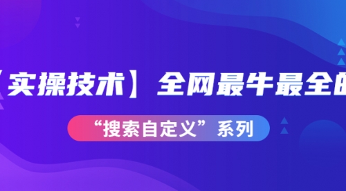 【实操技术】全网最牛最全的“搜索自定义”系列！价值698元 