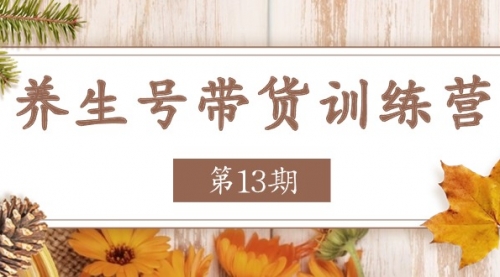 养生号-带货训练营【第13期】收益更稳定的玩法，让你带货收益爆炸