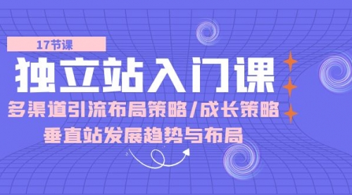 独立站入门课：多渠道 引流布局策略/成长策略/垂直站发展趋势与布局