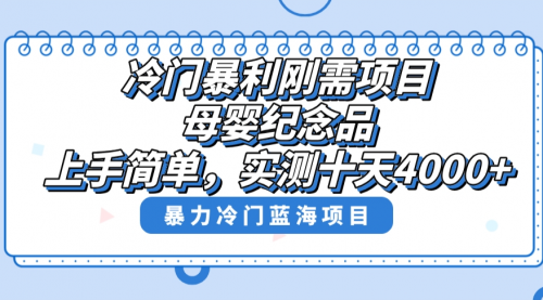 冷门暴利刚需项目，母婴纪念品赛道，实测十天搞了4000+