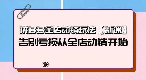 拼多多全店动销玩法【新课】，告别亏损从全店动销开始（4节视频课）