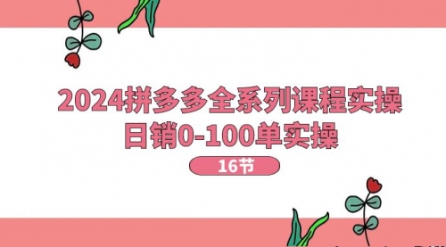 2024拼多多全系列课程实操，日销0-100单实操