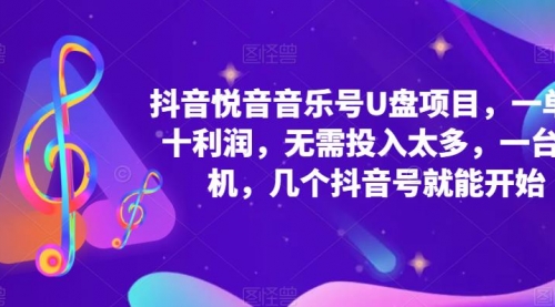 抖音音乐号U盘项目 一单几十利润 无需投入太多 一台手机 几个抖音号就开始 