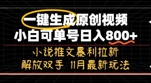 11月最新玩法小说推文暴利拉新，一键生成原创视频