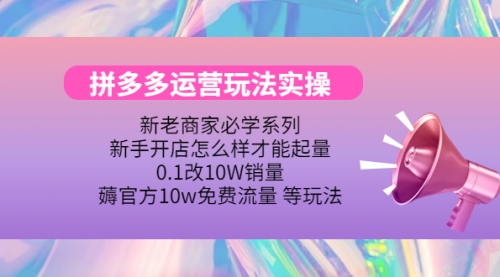 拼多多运营玩法实操，0.1改10W销量 