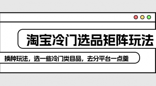 淘宝冷门选品矩阵玩法：换种玩法，选一些冷门类目品，去分平台一点羹