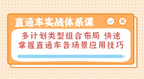 直通车实战体系课：多计划类型组合布局 快速掌握直通车各场景应用技巧 