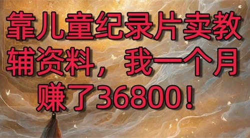 靠儿童纪录片卖教辅资料，一个月赚了36800！暴力变现2.0版本，喂饭级教学