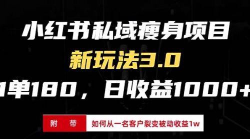 小红书瘦身项目3.0模式，新手小白日赚收益1000+