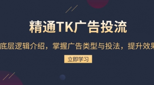 精通TK广告投流：底层逻辑介绍，掌握广告类型与投法，提升效果